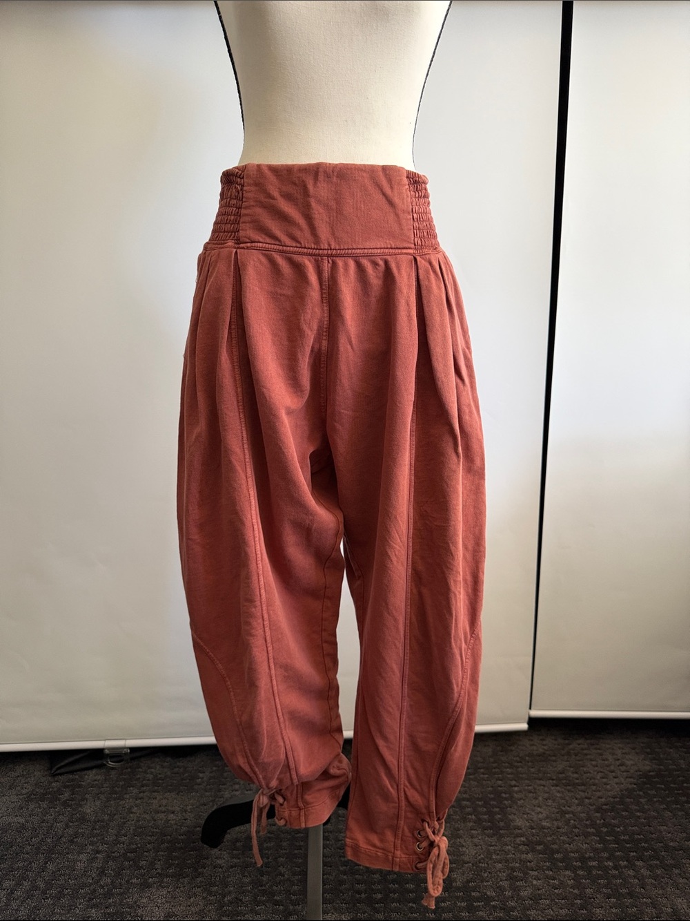 Free People Rust Drop Crotch sweatpants with Drawstring cuffs